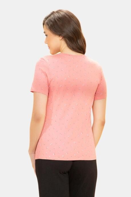 Amante Scoop Neck Sleep Tee - Coral Floral Print — image 3